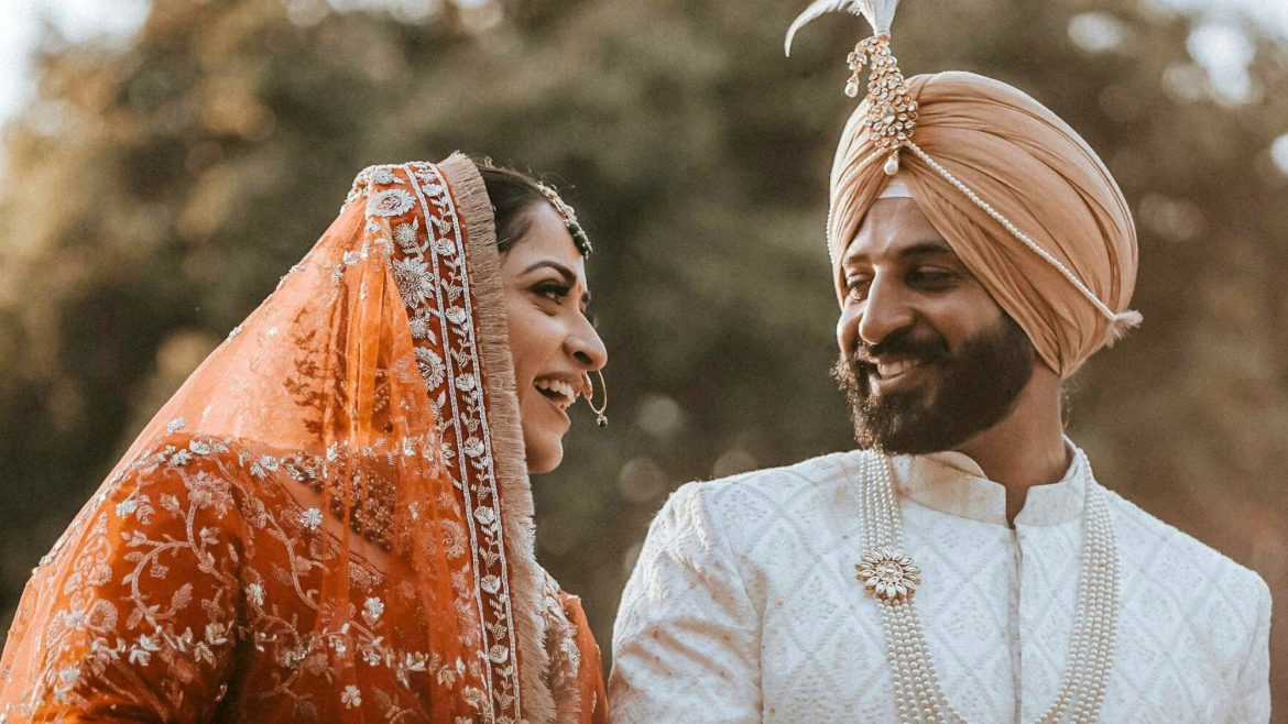 A newly wed couple enjoying their wedding celebration