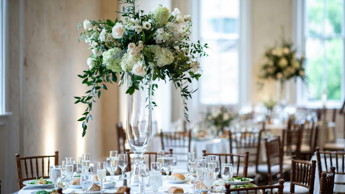 A well decorated wedding venue offering a picturesque setting